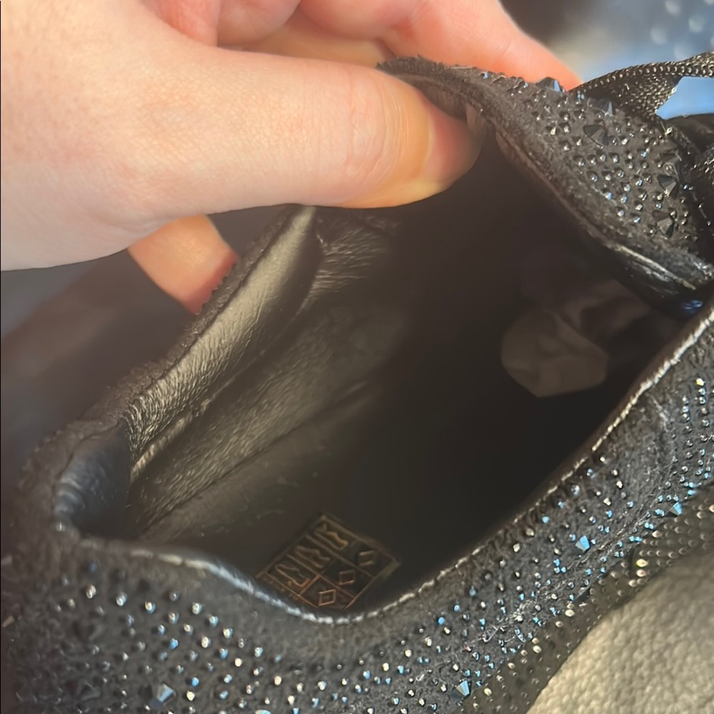 NWOT Black Bling Rhinestone Sneakers with Glitter Laces - Picture 4 of 4